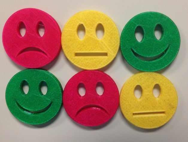 le facce monete distintivi emoji la faccia felice magnetico triste 3D print model - Mito3D