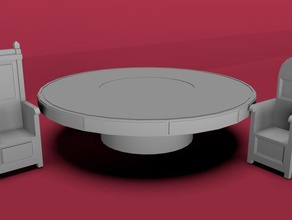 round table chairs toy game accessories dnd openforge playset 3d print model - Mito3D
