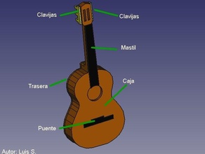 espanhol guitarra espa&ntildeola a música miniatura 3d print model - Mito3D