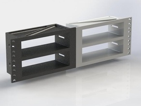 3u 4x single din rack shelf electronics 3d print model - Mito3D