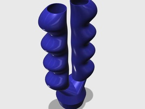 doppio collo vaso famiglia astratto arte astratta blu 3d print model - Mito3D