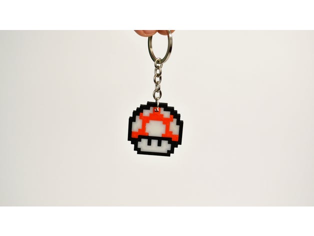 8bit mario mushroom keychain toy game accessories 3dmodel 3dmodeling 3dprintable 3dprinting abs assembly required super zortrax m200 3D print model - Mito3D