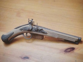 vieux pistolet accessoires de jeu médaille bronze arme à feu ultimaker bois 3d print model - Mito3D