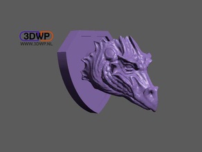la cabeza del dragón de montaje en pared trofeos las esculturas 123d 123dcatch catch animal meshmixer montado colgador 3d print model - Mito3D