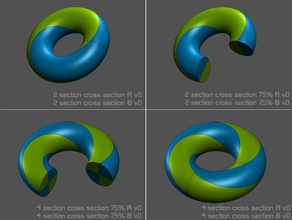 dual material torus spiraling cross section 3d printing tests mobius 2 colure dualstrusion extruder extrusion hoop strip multiple multi colored two 3d print model - Mito3D