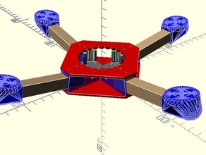 meist parametrisierte openscad mini-quad-angewinkelte Arme rc Fahrzeuge Drohne multirotor frame quadcopter Rahmen Fernbedienung 3d print model - Mito3D