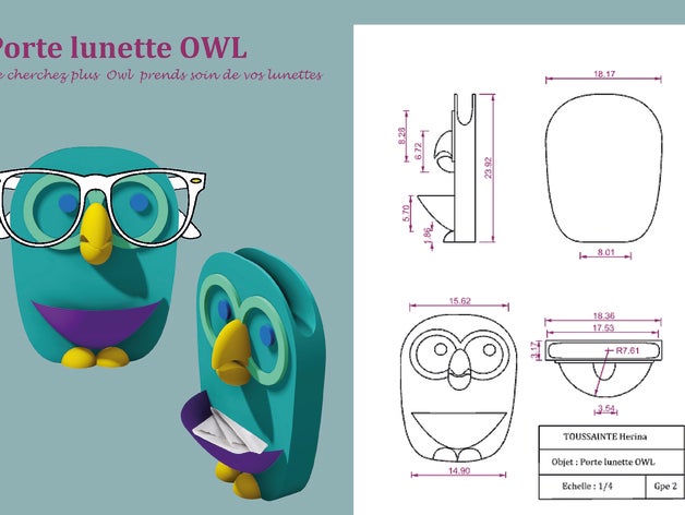 porte lunette owl 3d printing tests 3D print model - Mito3D