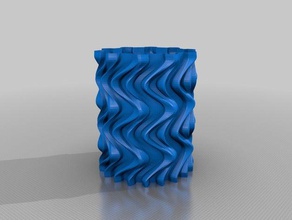 4 dalgalı dekor kap vazo 3d print model - Mito3D