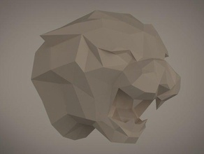tiger trophy decor animal head decoration faceted geometric low poly sculpture 3d print model - Mito3D