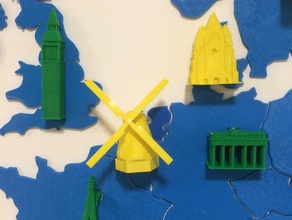 Hollanda yeldeğirmeni binalar yapılar Avrupa kinderdijk manzara 3d print model - Mito3D