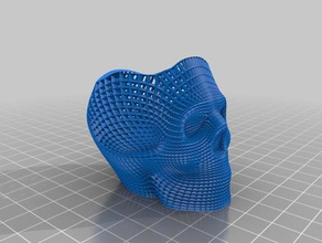 wireframe skull pencil holder flat base office 3d print model - Mito3D