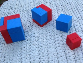 cube Dissektion puzzle 2 Rätsel openscad 3d print model - Mito3D