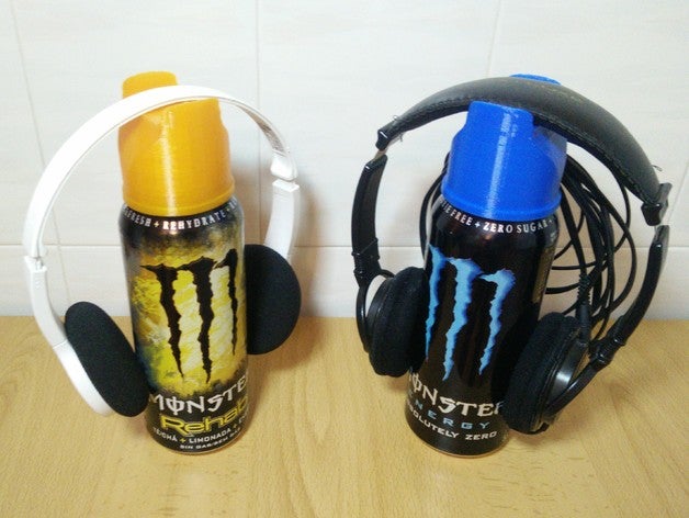 convertir l'énergie peut boire casque stand monster locura rockstar redbull l'audio graver energy 3D print model - Mito3D