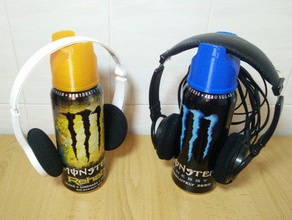 convert can energy drink headphone stand monster locura rockstar redbull audio burn 3d print model - Mito3D