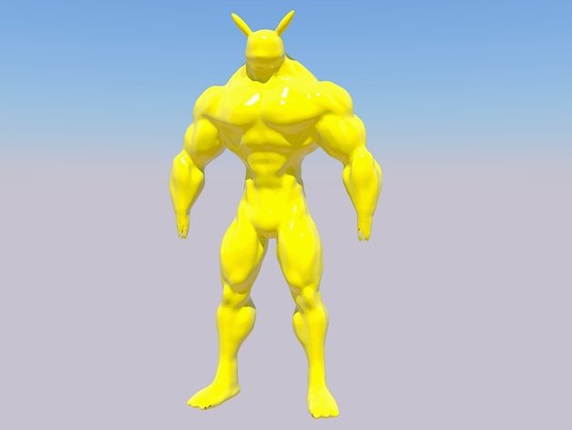 muscular pikachu creatures ash body electric fitness human muscle muscles pokemon trainer 3D print model - Mito3D