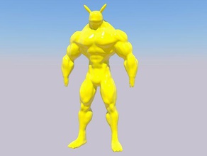 muscular pikachu criaturas la ceniza cuerpo eléctrico aptitud humanos el músculo de los músculos pokemon entrenador 3d print model - Mito3D