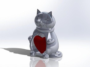 gato de corazón a los animales lindo la estatuilla gatito modelo bufanda juguete 3d print model - Mito3D