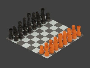 simple chess set boardgames pieces 3d print model - Mito3D