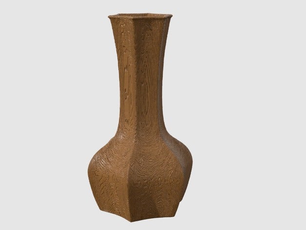 vase woodgrain decor flower 3D print model - Mito3D