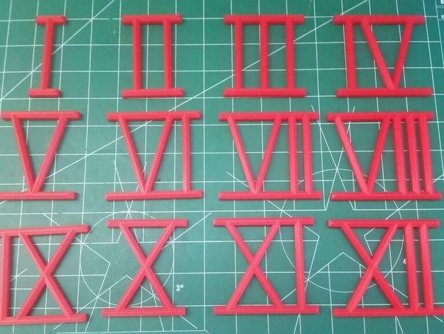 clock numbers roman numerals diy 3D print model - Mito3D