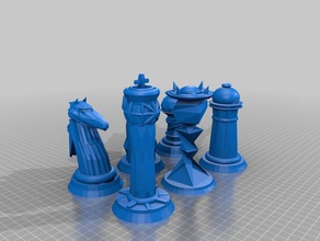 galactic chess set bishop blender king pawn piece pieces queen rook high school knight regis student project 3d print model - Mito3D