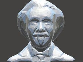 low poly einstein bust people albert history physics science sculpture 3d print model - Mito3D
