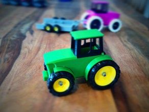 john deere Traktor-Anhänger Bau Spielzeug 3d print model - Mito3D