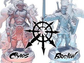 kaos savaşçı vs bretonnian şövalye heykeller 3d minyatür şekil heykelcik heykel masa üstü wargaming warhammer zbrush 3d print model - Mito3D