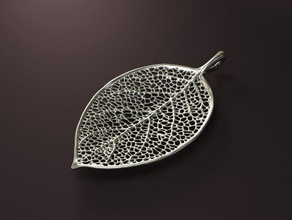 leaf pendant lq jewelry present silver voronoi 3d print model - Mito3D