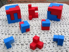 cubes disséquée dans les pièces identiques mathématiques openscad 3d print model - Mito3D