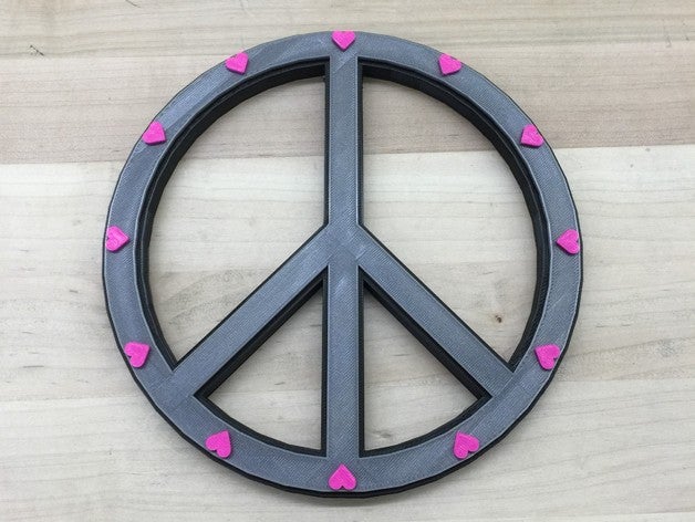 peace love wall decor art cool design sign mount mounted 3D print model - Mito3D