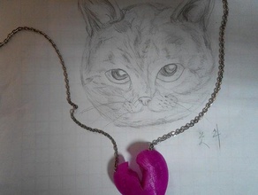 broken heart fashion blender break cat hearts necklace sad sketchup toy 3d print model - Mito3D