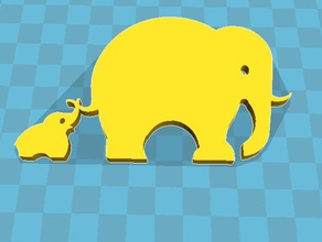 elefante papá del niño decoración 3d print model - Mito3D