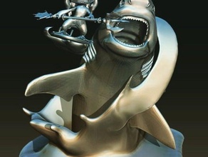 fizz shark sculptures 3d print model - Mito3D