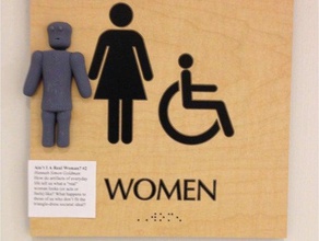aint real woman exploring womanhood signs logos bathroom sign disability dwarfism fat gender equality women 3d print model - Mito3D