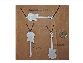electric guitar pendant jewelry 3d print model - Mito3D