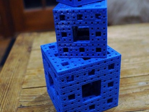 menger sponge levels 0-4 math art 3d fractal cube 3d print model - Mito3D