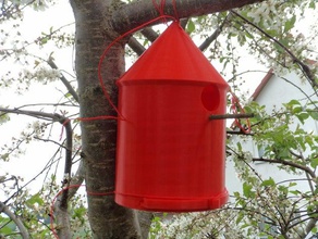 round bird house outdoor garden openscad 3d print model - Mito3D