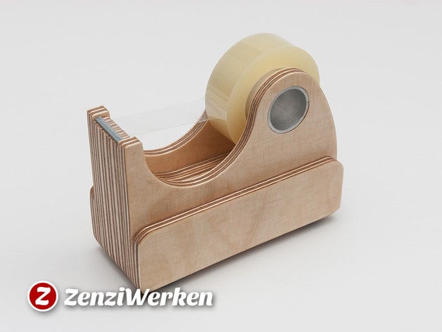 adhesive tape dispenser cnclaser office cnc router lasercut plywood stepcraft holder zenziwerken 3D print model - Mito3D