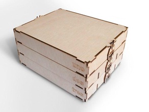modular de cajas almacenamiento la herramienta los titulares bin contenedor escritorio electrónica caja el láser lasercut organización organizador partes madera contrachapada apilable 3d print model - Mito3D