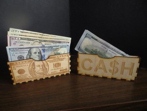 dollar bill holderboxlasered woodcan halten bis 5000 - Organisation cash Münze lasercut Geld 3d print model - Mito3D
