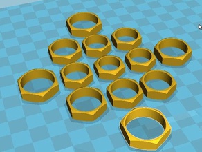 Nuss-förmigen ring in den Größen 3 13 Ringe Mutter Schraube 3d print model - Mito3D