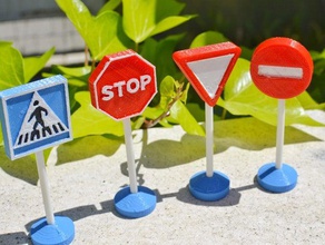 traffic signs toy toys games road sign signal cars trains 3d print model - Mito3D