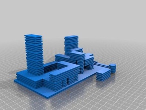 mavi çelik apartman tasarımı 3d baskı 3d print model - Mito3D
