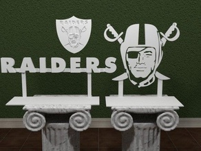 oakland raiders logo signs logos american sports ball emblem foot football stand standing 3d print model - Mito3D