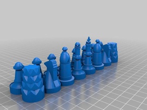 satranç çağdaş ayarlayın modern 3d print model - Mito3D