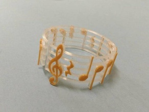 sheet music bracelet fashion 2d 3d jewelry note openscad wearable wristband 3d print model - Mito3D
