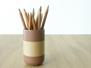 pen holder office bcn3d bcn3dsigma colorfabb desktop desk organizer pencil wood 3d print model - Mito3D
