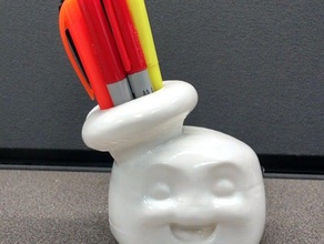 hayalet avcısı kalmak marshmallow adam kalemlik Fabrikası sahibi şeker organizasyon masa Organizatör ghostbusters kalem tutucu staypuft 3d print model - Mito3D