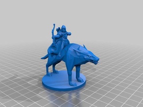 mounted ranger dire wolf 28mm creatures 3d print model - Mito3D